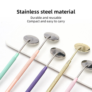 Miroir de poche multifonctionnel en acier inoxydable tendance, petit miroir de contrôle pour les cils et les extensions de cils - Product Image 5