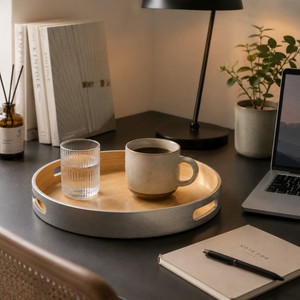 Round Bamboo Serving Tray Silver Lacquered Finish Multi-Function Easy Clean Household Use Tableware Storage Tray Made in Vietnam - Product Image 6