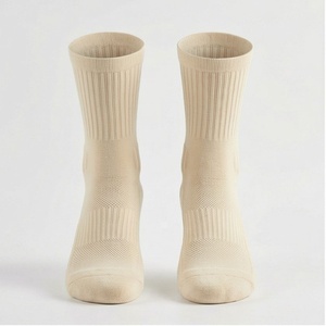 Crew <b>Socks</b> Solid Color 100% Cotton Breathable Knitted for Daily Casual Wear Adults Spring Season Standard Thickness - Product Image 1