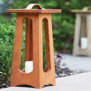 Portavelas de Madera Rústico con Asa de Metal para Jardín, Patio, Centro de Mesa para Bodas - Product Image 1