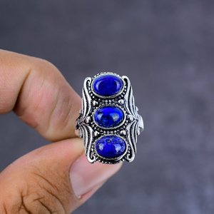Vintage Handmade Alloy Gemstone <b>Ring</b> with 925 Silver Plating Customized Size - Product Image 3