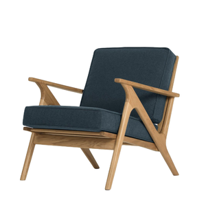 <b>Mid</b>-<b>Century</b> Modern Style <b>Armchair</b> with Light Wood Accents and Fine Black Fabric Upholstery - Product Image 2