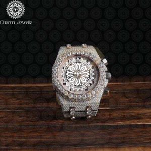 Charm_Jewells Luxury Men Stainless Steel <b>Watch</b> Square Case 43mm Analog Quartz Sapphire Crystal Diamond Bracelet Fashion - Product Image 1