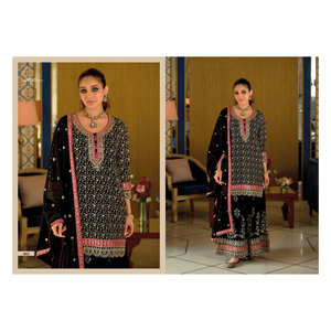 Traje Sharara Salwar de Georgette Real Premium con Bordados, Elegante Atuendo Étnico Listo para Usar para Bodas, Festivales y Fiestas - Product Image 1