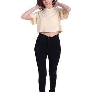 Camisetas Cortas Extra Grandes de Algodón 100% Ecológico para Mujer, Diseño Personalizado, Manga Corta, Hombros Caídos, Corte Holgado - Product Image 1