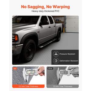 Rouleau de revêtement de sol de garage en PVC à motif diamant, gris argenté, 7,5 x 17 pieds, adhésif double face, antidérapant, facile à nettoyer, épaisseur 2,2 mm - Product Image 3