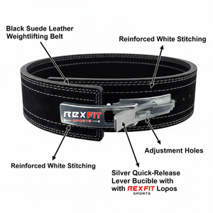 เข็มขัดยกน้ำหนัก Rexfit Sports Lever Buckle หนังแท้ สำหรับออกกำลังกายในยิมและการฝึกความแข็งแรง ช่วยพยุงหลัง - Product Image 4