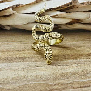 Nouveauté 2026, Meilleure vente : Bague serpent gothique en laiton pour femme, plaquée or 18 carats, motif animal enroulé texturé, style punk, vente en gros - Product Image 1