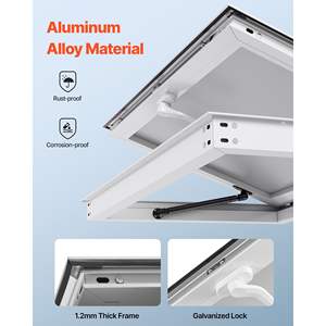 Cadre en alliage d'aluminium 60x36 Fenêtre de concession pour camions de restauration 85 degrés Fenêtre de service debout Résistante à l'eau de pluie Auvent de porte - Product Image 5