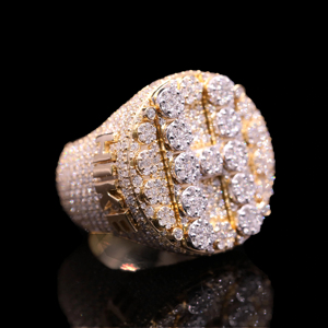 Moissanite King Edition Hip Hop <b>Ring</b> with 0.5 Carat DEF Gemstone Silver Plated Prong Setting - Product Image 1