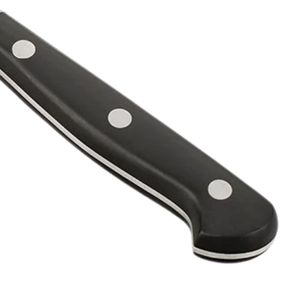 Couteaux de boucher noirs à trois rivets avec lame longue et effilée argentée et talon en métal pour une découpe et un désossage précis de la viande - Product Image 3