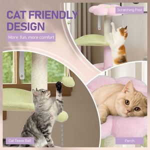 Torre per Gatti da 33 Pollici con Piattaforme Multi-Livello, Tiragraffi e Letti Imbottiti per Gatti - Product Image 4