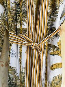 Bata Kimono de Algodón 100% Tejido con Estampado de Dibujos Animados para Mujer, Camisón de Verano Hecho a Mano, Cuello en V, Cintura Elástica, Largo hasta la Rodilla, Suave y Completo - Product Image 3