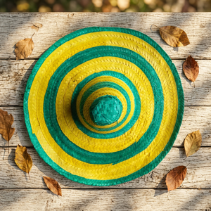 Chapeau mexicain en paille naturelle à rayures colorées, à large bord, pour les voyages - Product Image 3
