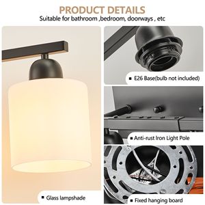 Lampada da Bagno Moderna Nera Opaca a 10 Luci, 65,4 Pollici, con Paralumi in Vetro Bianco - Product Image 6