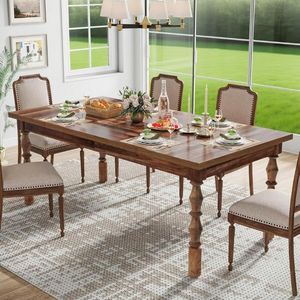 Tavolo da pranzo per 4-6 persone grande rettangolo in legno tavolo da pranzo da cucina per cucina e sala da pranzo - Product Image 1