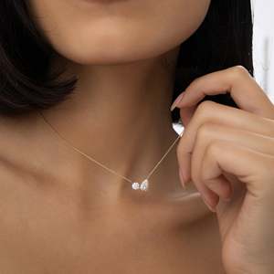 1.55 CTW 14K สร้อยคอเพชรรูปลูกแพร์และกลมสำหรับปลูกในห้องปฏิบัติการ-มาเรีย - Product Image 4