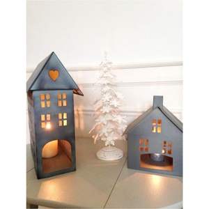 Lanterne de table vintage en fer blanc nordique pour bougies chauffe-plat, idéale pour la décoration intérieure et les fêtes de Noël - Product Image 6