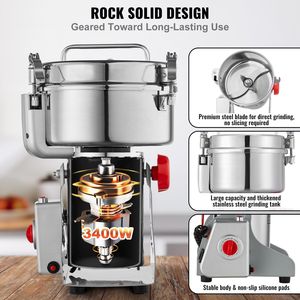 Tritacarne Elettrico Commerciale ad Alta Velocità 3400W, Polverizzatore di Spezie in Acciaio Inox 2000g - Product Image 3