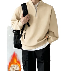OEM Custom Men's Half Zip Pullover Sweatshirt Oversized <b>Mock</b> <b>Neck</b> Cotton Streetwear Plain <b>Top</b> - Product Image 1