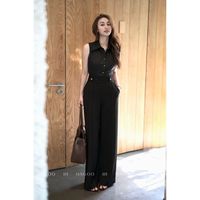 Pantalon formel plissé taille haute ample et respirant pour femme, idéal pour le bureau ou les soirées estivales - Q641