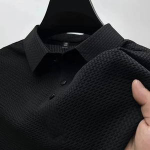 Polo de Manga Corta para Hombre, Tejido Waffle Blanco, Transpirable, Color Sólido, 100% Algodón, Diseño con Botones, Corte Regular - Product Image 2