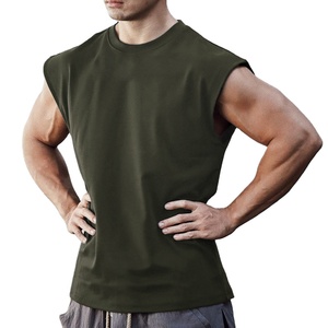Vêtements de sport en maille respirante pour hommes, débardeur sans manches pour la musculation, vêtements de fitness, logo sur le devant, polyester/coton - Product Image 1