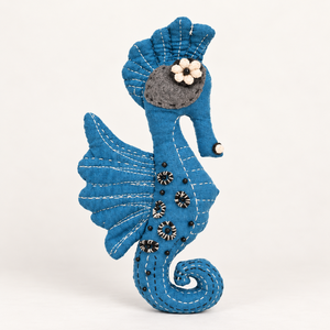 Caballito de Mar Azul Bordado, Juguete de Peluche Hecho a Mano, Muñeco de Peluche, Accesorios de Cumpleaños, Regalo Marino para Niños, Decoración de Guardería - Product Image 1