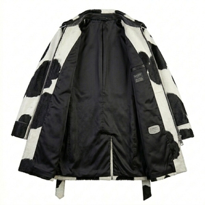Men Custom Real Cowhide Hair On Hide <b>Leather</b> <b>Jacket</b> Wholesale Casual Natural B&W Spotted <b>Long</b> Trench Coat Overcoat Supplier - Product Image 3