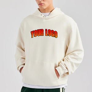 Sweat à capuche court de luxe en coton crème 500 g/m² pour homme, personnalisé, coupe oversize, imprimé, streetwear, hiver, lourd - Product Image 1