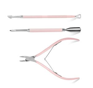 Coupe-cuticules réutilisable en acier inoxydable rose doré avec pousse-cuticules et dissolvant de vernis pour manucure, double usage, garantie à vie - Product Image 6