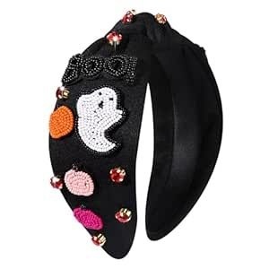 Serre-tête fait main perlé et noué pour Halloween, pour femmes et filles, orné de citrouilles et de cristaux, accessoire de coiffure - Product Image 2
