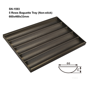 ถาดอบขนมปังฝรั่งเศส ATLAS STAR สีดำ อลูมิเนียม 5 แถว ขนาด 660x460x33 มม. เคลือบ PTFE สำหรับอบขนมปังบาแกตต์ในเตาอบเบเกอรี่ - Product Image 2
