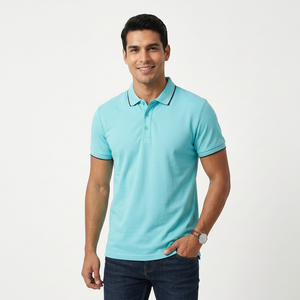 Polo à manches courtes pour homme, tricoté, couleur unie, décontracté, avec boutons, coupe classique - Product Image 3