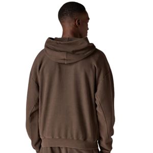 Sweat à capuche côtelé épais délavé marron, pull à manches longues en coton doux tricoté, coupe décontractée confortable pour homme, qualité supérieure - Product Image 5