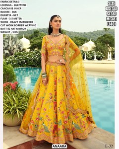 Aabroo - Lehenga Choli Tradicional de Seda Bordada con Dupatta Bhandhani de Gujarat, Largo hasta el Suelo, para Mujer, Ideal para Fiestas, Bodas y Diwali - Product Image 4