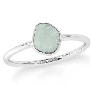 Anillo Apilable de Plata de Ley 925 con Engaste de Bisel, Zafiro Azul en Forma Irregular, Natural, Clásico, Unisex, para Bodas y Fiestas - Product Image 3