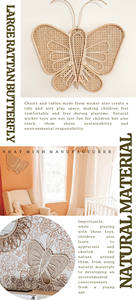 Le plus beau design - papillons tissés en rotin naturel, décoration murale pour les chambres d'enfants. - Product Image 6