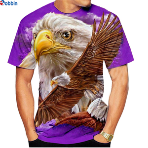 T-shirt pour homme à sublimation, imprimé aigle violet, manches courtes, col rond, coupe décontractée, polyester respirant, tricoté, impression photo - Product Image 1