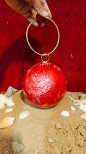 Indian handmade Red Resin <b>Sphere</b> Clutch Handbag with Brass Ring Handle Luxury Evening Wedding Party <b>Bag</b> for Women - Product Image 2