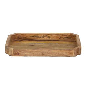 Plateau de service Heritage | Plateau en bois rectangulaire avec poignées sculptées à la main | Qualité supérieure - Product Image 4