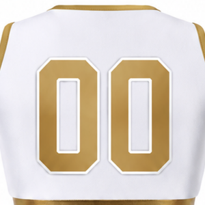 Ensemble d'uniforme de cheerleading sublimé blanc et jaune sans manches, haut court et jupe, tenue de sport pour l'entraînement et la performance - Product Image 3