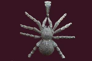 Colgante de Plata de Ley 925 con Incrustaciones de Moissanita, Diseño de Araña, Estilo Hip Hop, Lujoso, para Hombre/Mujer, Chapado en Rodio, Certificado - Product Image 4
