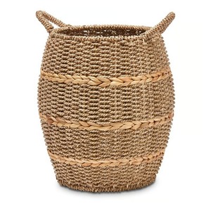 Panier en jonc de mer doublé de jacinthe d'eau, fait main, pour rangement, vente en gros, écologique, fabriqué au Vietnam - Product Image 4
