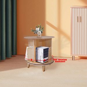 Libreria Girevole a 360 Gradi in Legno di Pino a 1 Livello, Espositore Moderno Rotante a 360 Gradi - Product Image 5