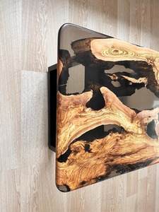 Handmade Smoked Epoxy and Olive Wood <b>Coffee</b> <b>Table</b>, Rustic, Modern - Product Image 6