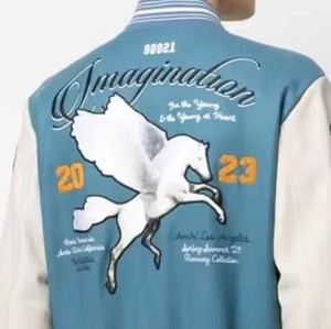High Quality Custom Embroidered Letterman Varsity <b>Leather</b> <b>Jacket</b> Men OEM ODM Factory Sample Service Available - Product Image 6