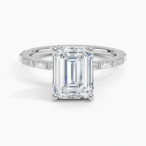 Bague BOJ 0144 en argent 925, taille émeraude, sertie de baguettes, solitaire, diamant 2 carats couleur D VVS1, moissanite GRA, en promotion - Product Image 1