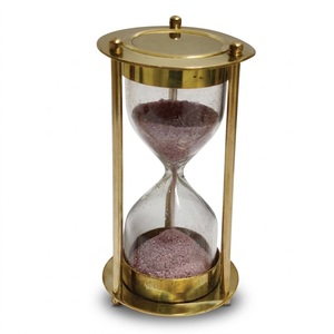 Handmade Wooden and Brass Hourglass <b>Sand</b> <b>Timer</b> Vintage Nautical Black <b>Sand</b> Clock Luxury Desk Decor & Antique Gift - Product Image 5