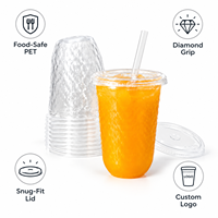 Gobelets en plastique écologiques personnalisés imprimés UV 8/12/14/16OZ, gobelets à bulles de thé Boba avec logo, gobelets transparents en PET jetables en forme de U